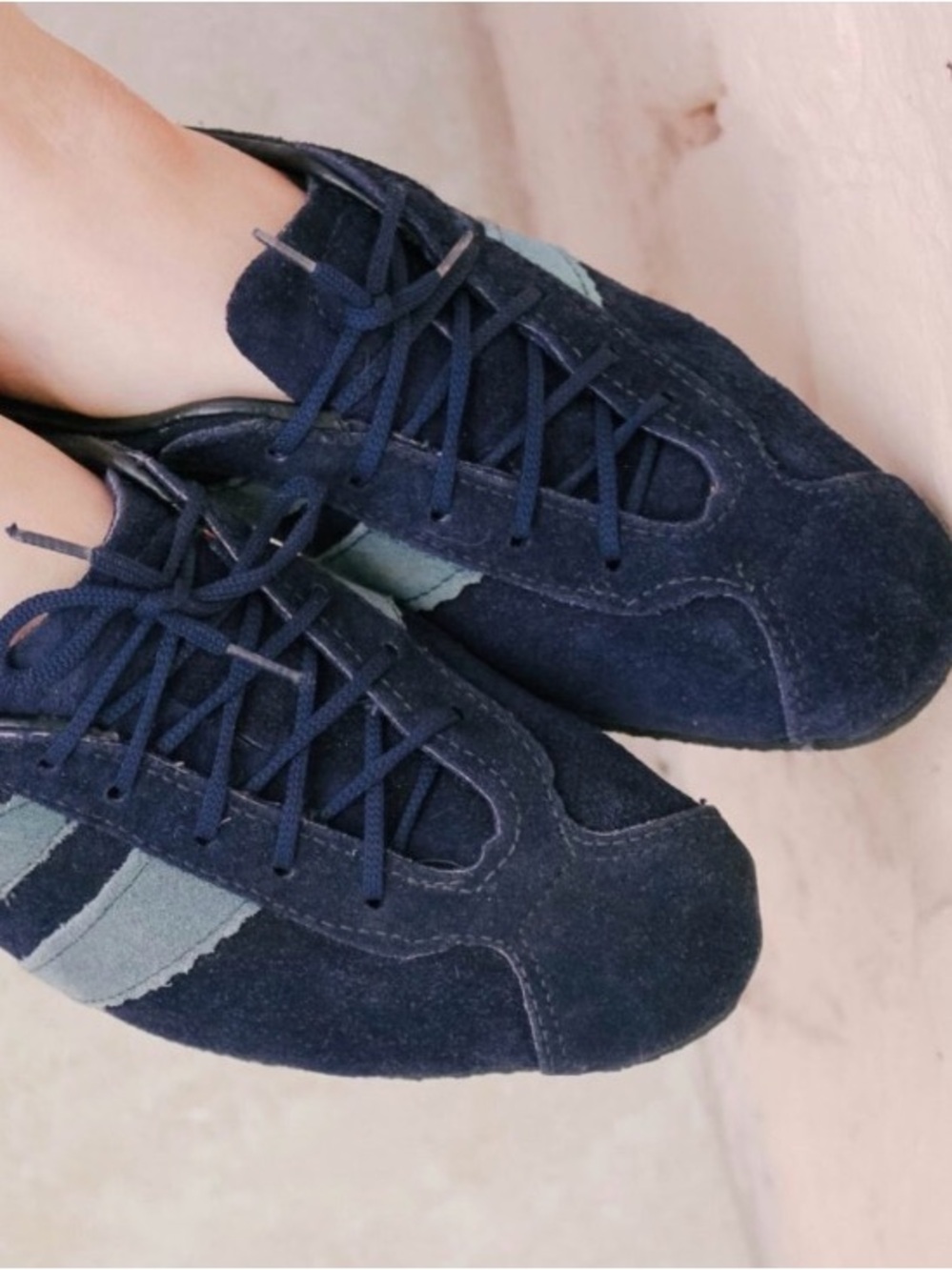Women's Casual Suede Lace-Up Sneakers - Navy Blue